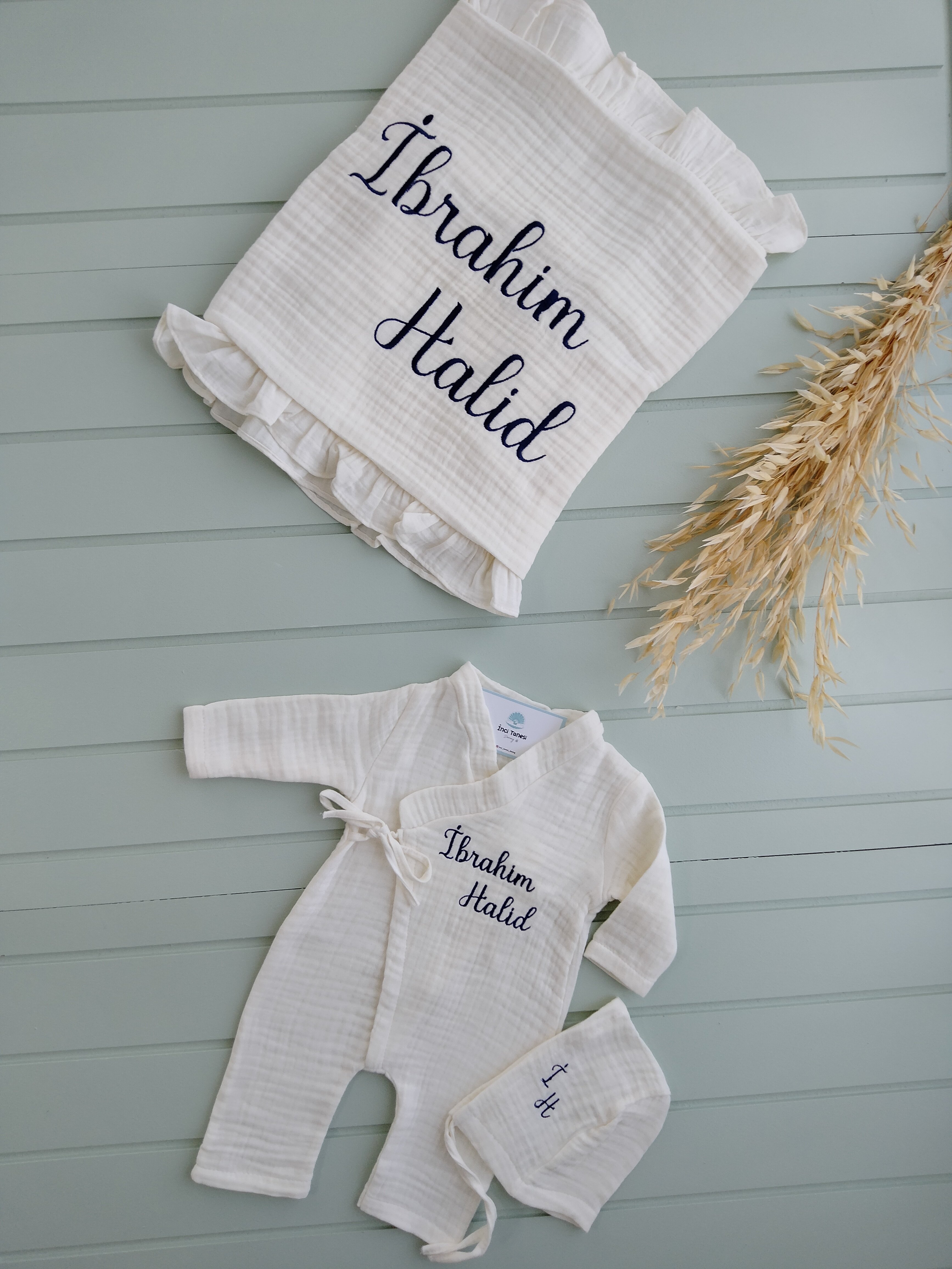 Müslin Bebek Kruvaze Tulum + Battaniye