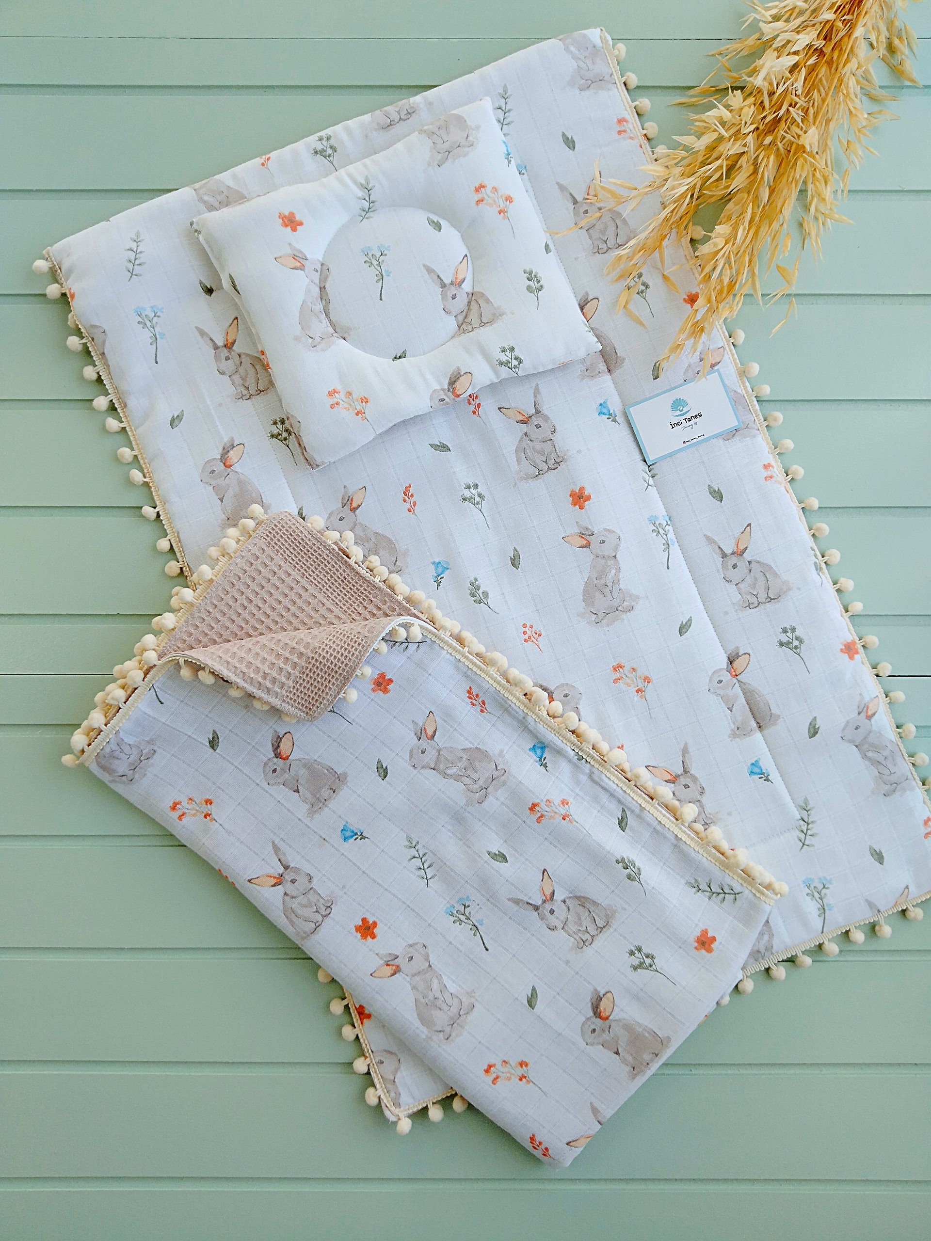Bebek Pikeli Müslin Battaniye + Alt Açma Set