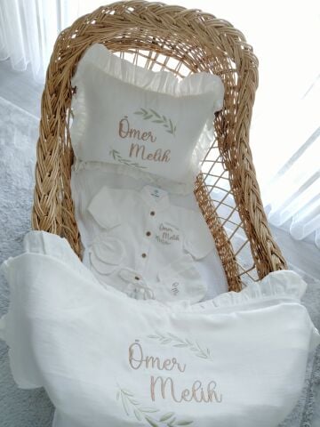 İnce Müslin Set / Yastık+ Battaniye+ Tulum Sapka Eldiven